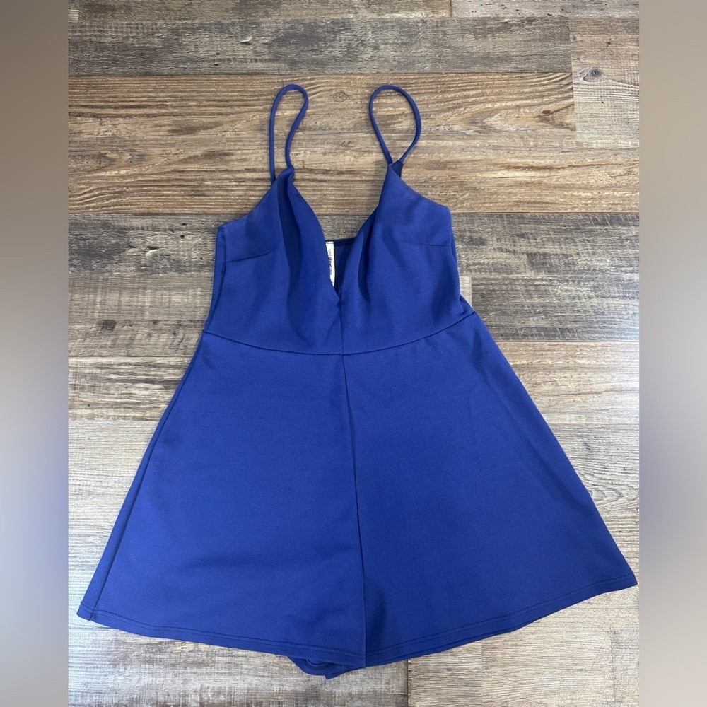 Pitaya Navy Blue Dressy Romper Medium V Neck Flowy Shorts Made‎ in USA